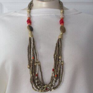 Chicos long bead and stone necklace NWT